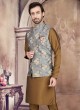 Golden Brown And Grey Color Nehru Jacket Set